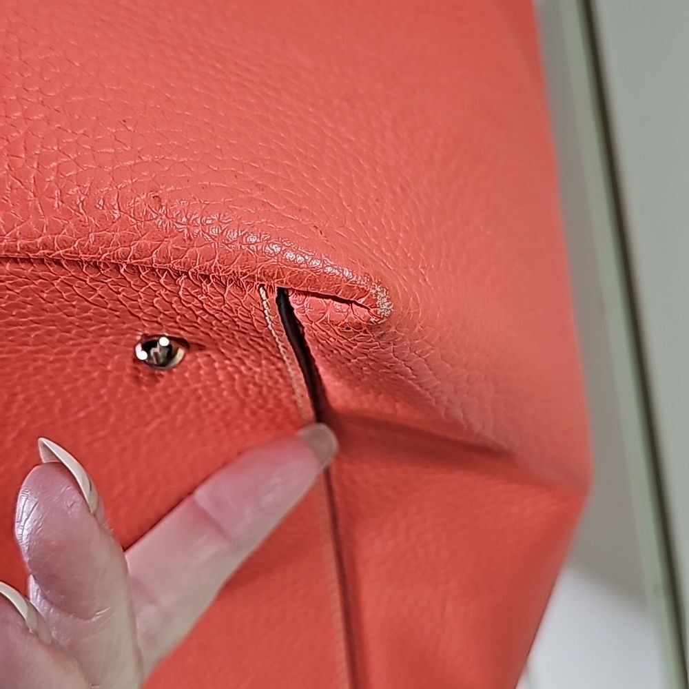 Dooney &Bourke Tote Shoulder Bag Leather Orange Goldtone Hardware 3 Compartments - Picture 7 of 16